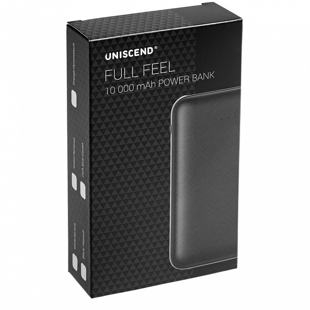 Внешний аккумулятор Uniscend Full Feel 10000 mAh, черный с логотипом в Екатеринбурге заказать по выгодной цене в кибермаркете AvroraStore