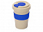 Стакан с пшеничным волокном с силиконовой манжетой и клапаном на крышке, синий с логотипом в Екатеринбурге заказать по выгодной цене в кибермаркете AvroraStore