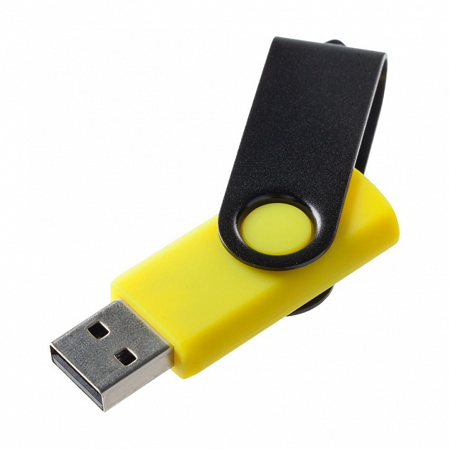 Флешка Twist Color, желтая с черным, 16 Гб с логотипом в Екатеринбурге заказать по выгодной цене в кибермаркете AvroraStore