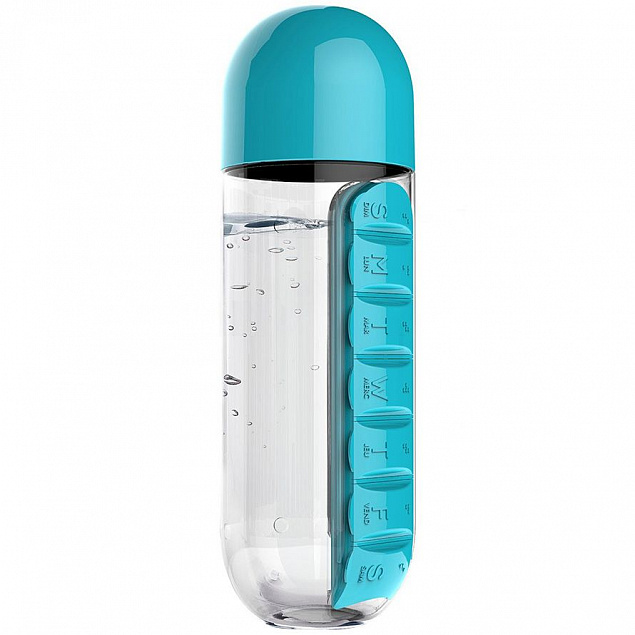 Бутылка с таблетницей In Style, голубая с логотипом в Екатеринбурге заказать по выгодной цене в кибермаркете AvroraStore