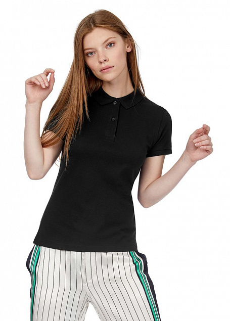 Рубашка поло женская Inspire черная с логотипом в Екатеринбурге заказать по выгодной цене в кибермаркете AvroraStore