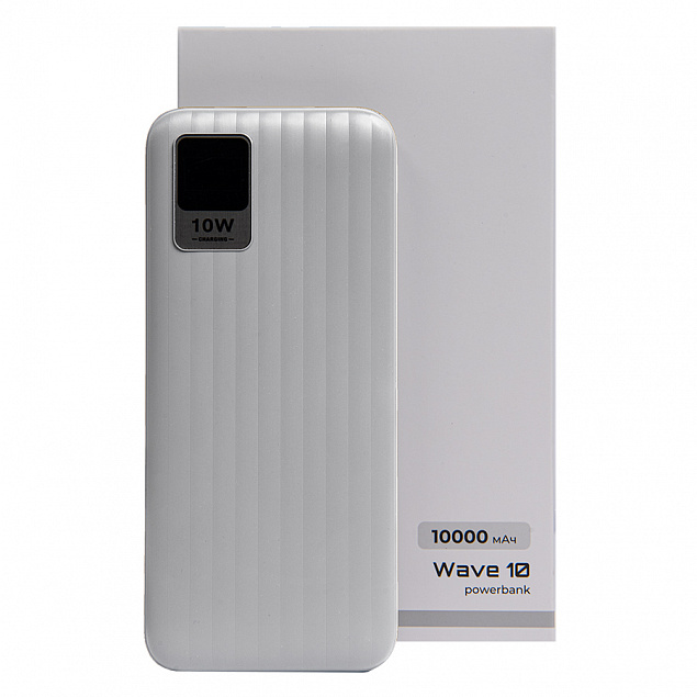 Универсальный аккумулятор OMG Wave 10 (10000 мАч), белый, 14,9х6.7х1,6 см с логотипом в Екатеринбурге заказать по выгодной цене в кибермаркете AvroraStore