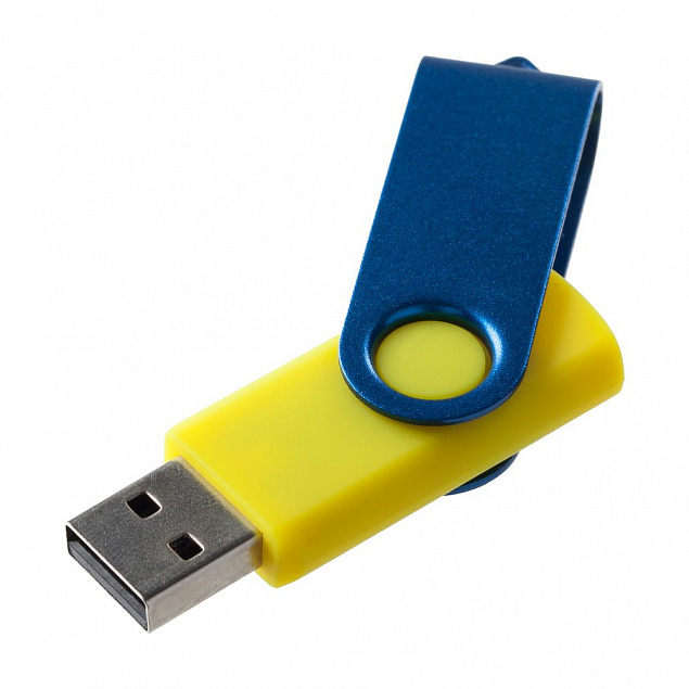 Флешка Twist Color, желтая с синим, 16 Гб с логотипом в Екатеринбурге заказать по выгодной цене в кибермаркете AvroraStore