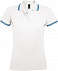 Рубашка поло женская PASADENA WOMEN 200 с контрастной отделкой, белая с голубым с логотипом в Екатеринбурге заказать по выгодной цене в кибермаркете AvroraStore
