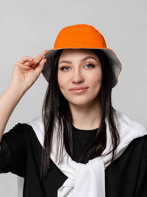 Панама Summer двусторонняя, оранжевая с серым с логотипом в Екатеринбурге заказать по выгодной цене в кибермаркете AvroraStore
