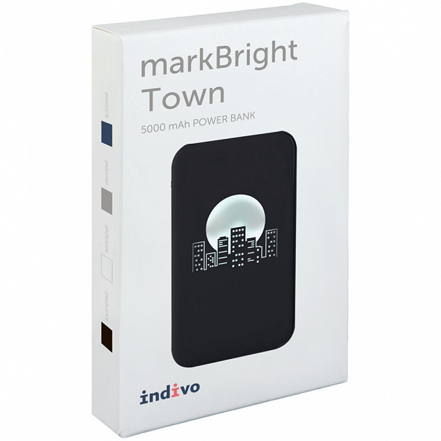 Аккумулятор с подсветкой markBright Town, 5000 мАч, черный с логотипом в Екатеринбурге заказать по выгодной цене в кибермаркете AvroraStore