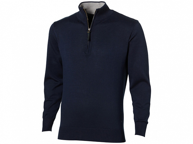 Пуловер Set с застежкой на четверть длины, т.синий/серый с логотипом в Екатеринбурге заказать по выгодной цене в кибермаркете AvroraStore