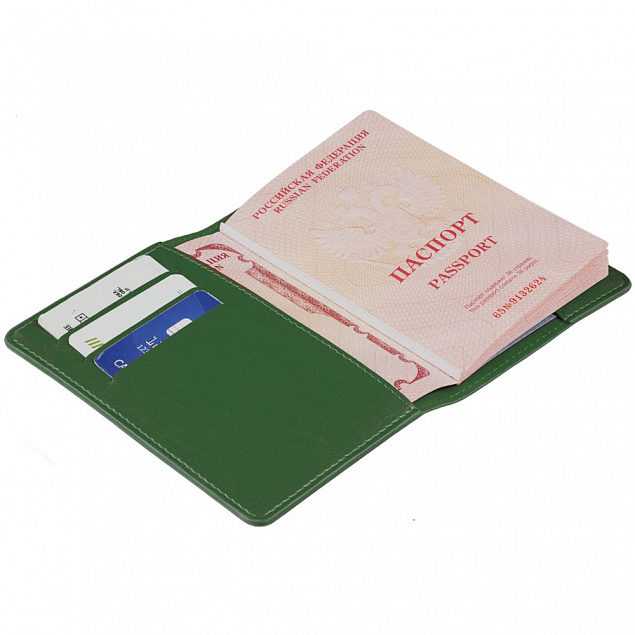 Обложка для паспорта Nebraska, зеленая с логотипом в Екатеринбурге заказать по выгодной цене в кибермаркете AvroraStore