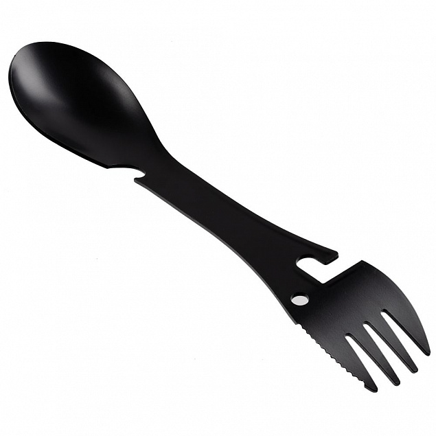 Походный столовый прибор Full Spoon, черный с логотипом в Екатеринбурге заказать по выгодной цене в кибермаркете AvroraStore