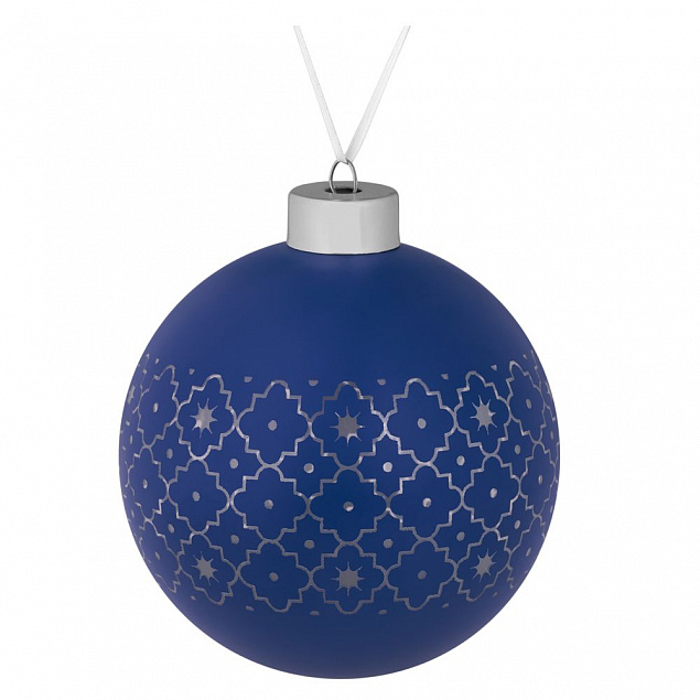 Елочный шар Chain, 10 см, синий с логотипом в Екатеринбурге заказать по выгодной цене в кибермаркете AvroraStore