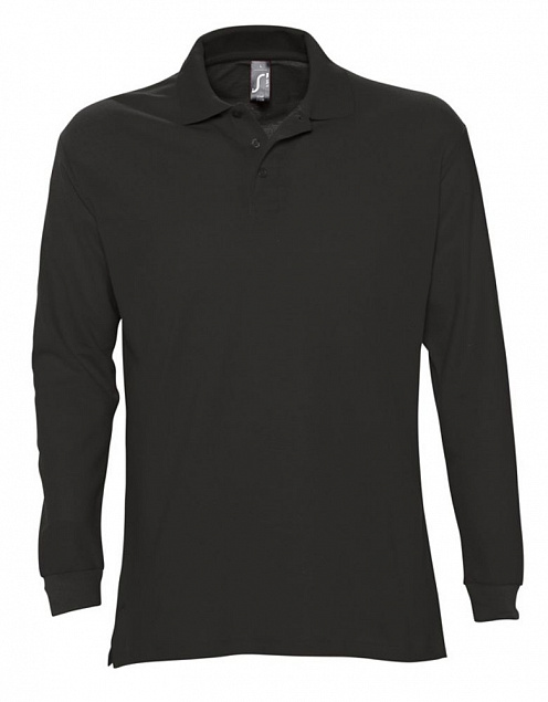 Рубашка поло мужская с длинным рукавом STAR 170, черная с логотипом в Екатеринбурге заказать по выгодной цене в кибермаркете AvroraStore