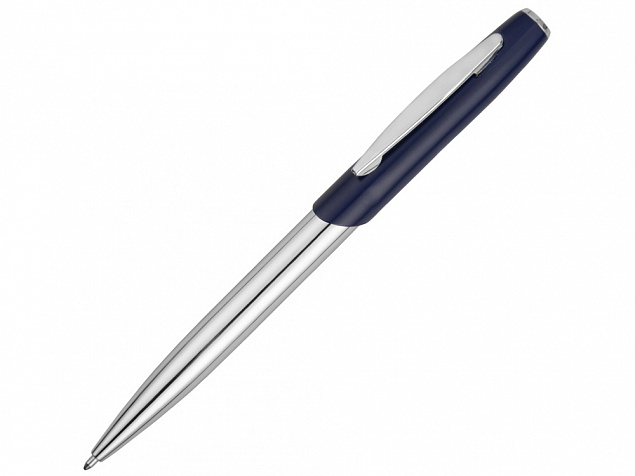 Ручка шариковая Geneva, серебристый/темно-синий с логотипом в Екатеринбурге заказать по выгодной цене в кибермаркете AvroraStore