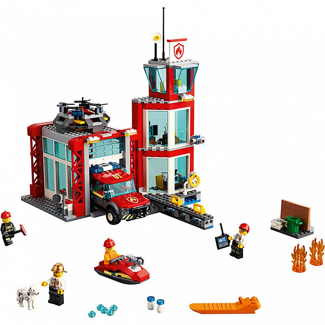 Конструктор «LEGO City. Пожарное депо» с логотипом в Екатеринбурге заказать по выгодной цене в кибермаркете AvroraStore