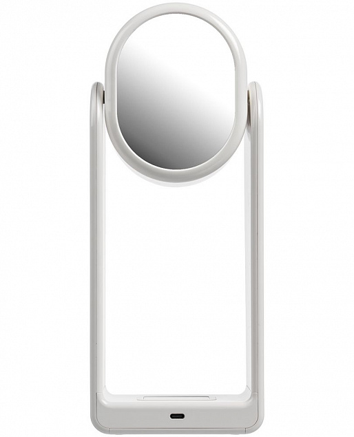 Настольная лампа с зеркалом и беспроводной зарядкой Tyro, белая с логотипом в Екатеринбурге заказать по выгодной цене в кибермаркете AvroraStore