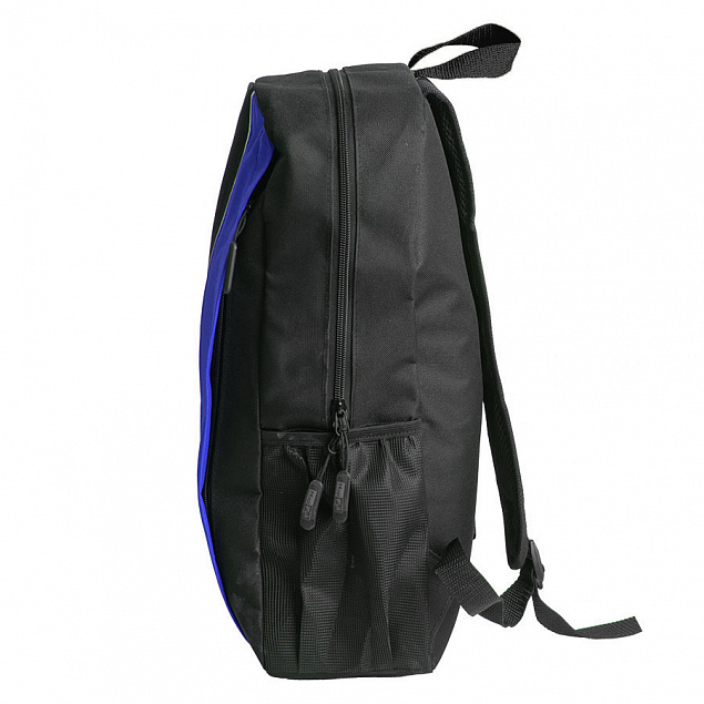 Рюкзак PLUS, чёрный/синий, 44 x 26 x 12 см, 100% полиэстер 600D с логотипом в Екатеринбурге заказать по выгодной цене в кибермаркете AvroraStore