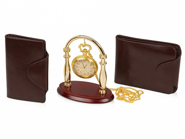 Набор Фрегат: портмоне, визитница, подставка для часов, часы на цепочке с логотипом в Екатеринбурге заказать по выгодной цене в кибермаркете AvroraStore