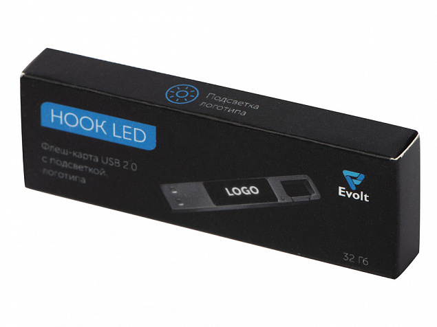 USB 2.0- флешка на 32 Гб c подсветкой логотипа «Hook LED» с логотипом в Екатеринбурге заказать по выгодной цене в кибермаркете AvroraStore