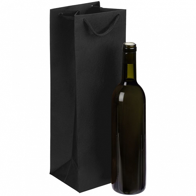 Пакет под бутылку Vindemia, черный с логотипом в Екатеринбурге заказать по выгодной цене в кибермаркете AvroraStore