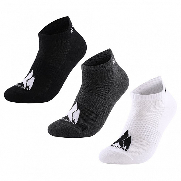 Набор из 3 пар спортивных носков Monterno Sport, черный, серый и белый с логотипом в Екатеринбурге заказать по выгодной цене в кибермаркете AvroraStore