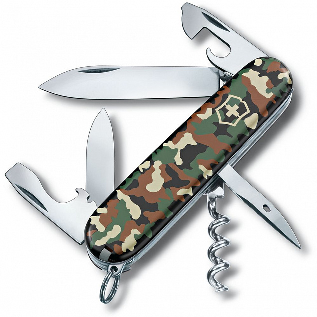 Нож перочинный Spartan 91, зеленый камуфляж с логотипом в Екатеринбурге заказать по выгодной цене в кибермаркете AvroraStore