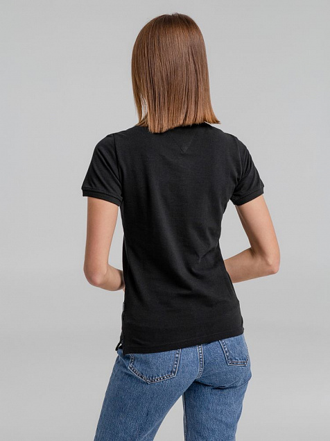 Рубашка поло женская Neptune, черная с логотипом в Екатеринбурге заказать по выгодной цене в кибермаркете AvroraStore