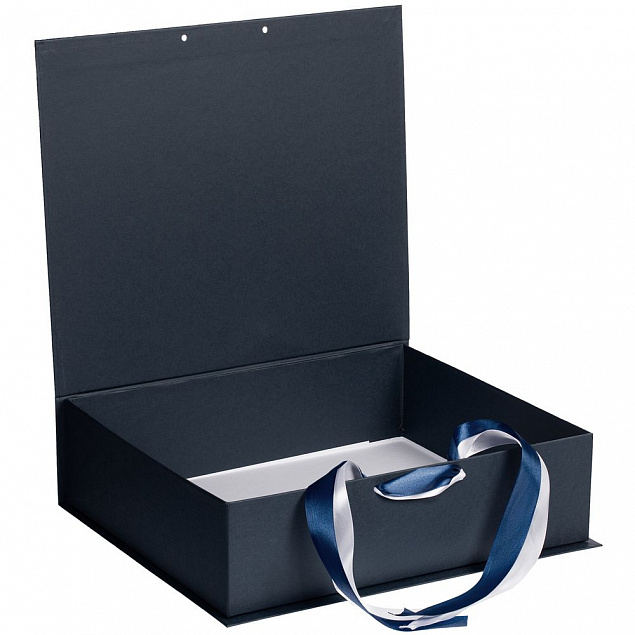 Коробка на лентах Tie Up, синяя с логотипом в Екатеринбурге заказать по выгодной цене в кибермаркете AvroraStore