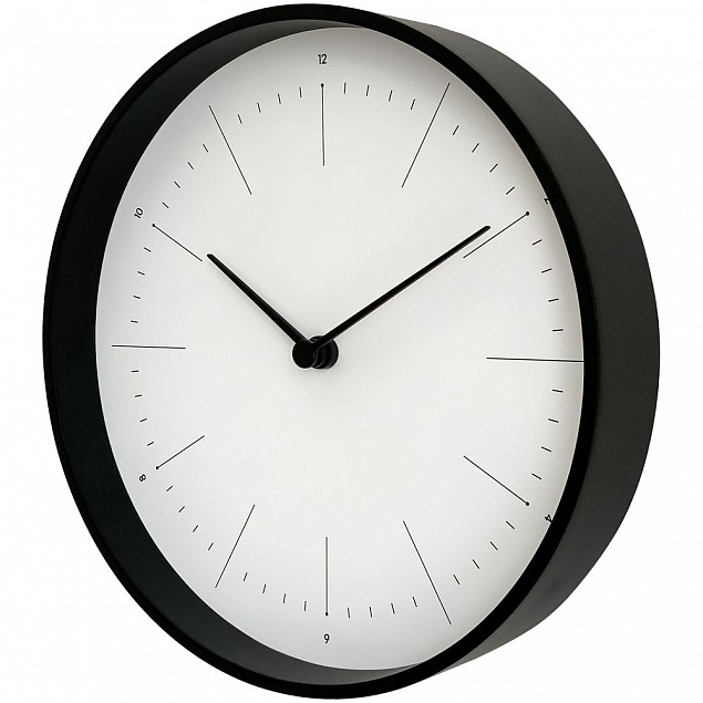 Часы настенные Lacky, белые с черным с логотипом в Екатеринбурге заказать по выгодной цене в кибермаркете AvroraStore
