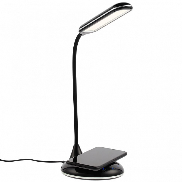Лампа с беспроводной зарядкой Bright Helper, черная с логотипом в Екатеринбурге заказать по выгодной цене в кибермаркете AvroraStore