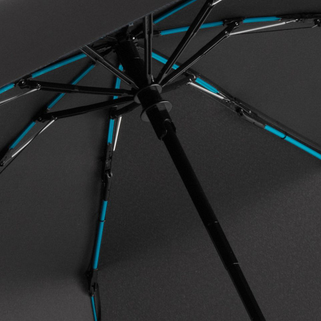 Зонт складной AOC Mini с цветными спицами, бирюзовый с логотипом в Екатеринбурге заказать по выгодной цене в кибермаркете AvroraStore