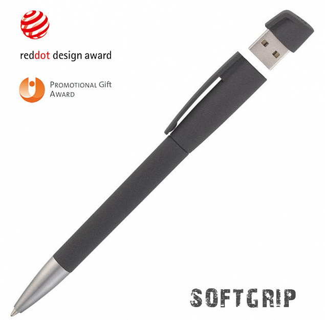 Ручка с флеш-картой USB 16GB «TURNUSsoftgrip M» с логотипом в Екатеринбурге заказать по выгодной цене в кибермаркете AvroraStore
