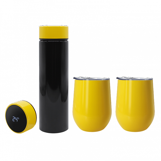 Набор Hot Box Duo C2B grey (черный с желтым) с логотипом в Екатеринбурге заказать по выгодной цене в кибермаркете AvroraStore