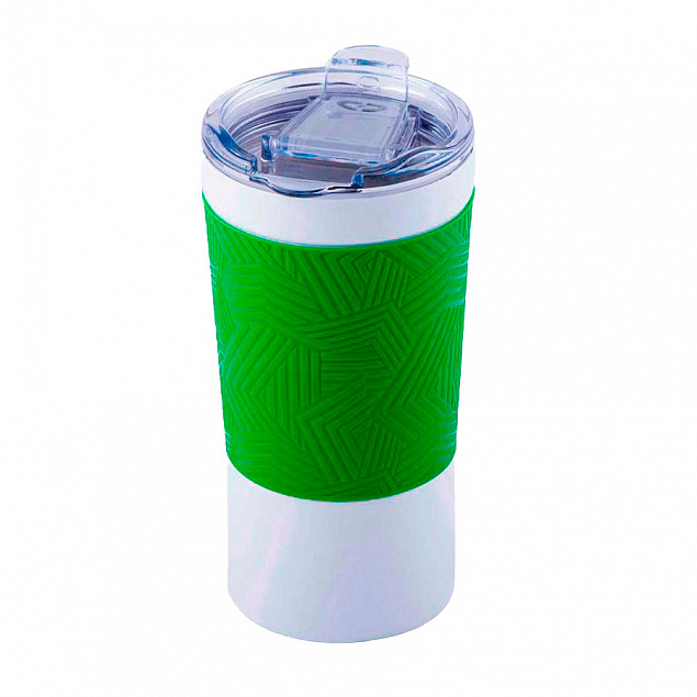 Термокружка вакуумная 'Funny" белая, зеленая, силикон с логотипом в Екатеринбурге заказать по выгодной цене в кибермаркете AvroraStore