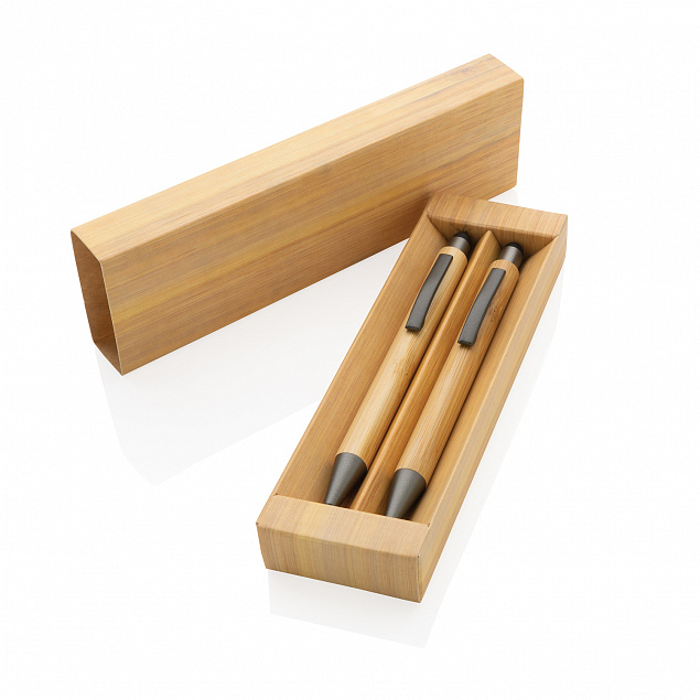 Набор Bamboo с ручкой и карандашом в коробке с логотипом в Екатеринбурге заказать по выгодной цене в кибермаркете AvroraStore