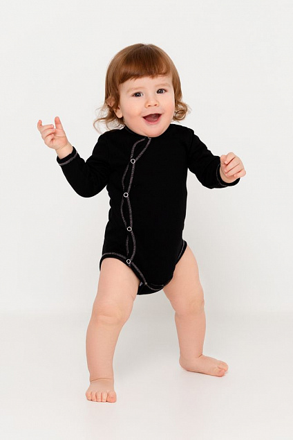 Боди детское Baby Prime, черное с логотипом в Екатеринбурге заказать по выгодной цене в кибермаркете AvroraStore