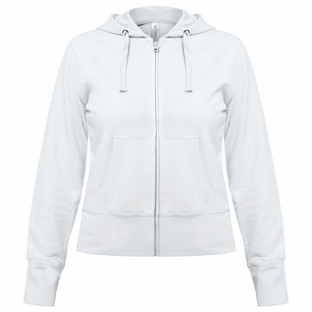 Толстовка женская Hooded Full Zip белая с логотипом в Екатеринбурге заказать по выгодной цене в кибермаркете AvroraStore