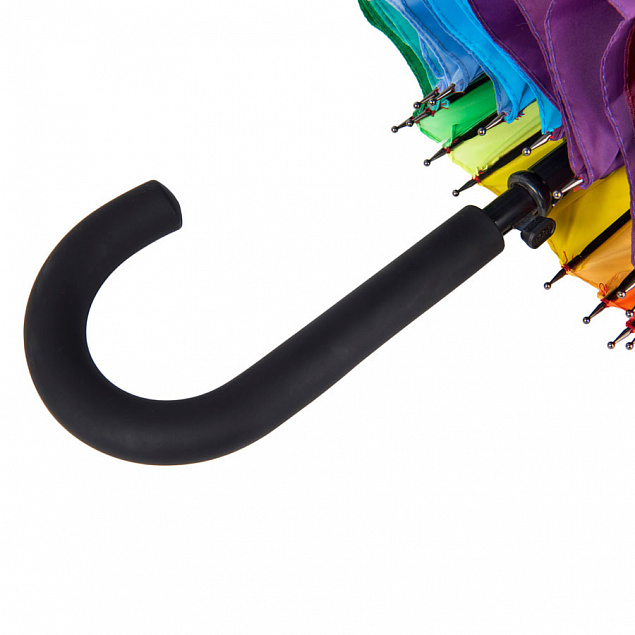 Зонт-трость  "Радуга", пластиковая ручка, полуавтомат с логотипом в Екатеринбурге заказать по выгодной цене в кибермаркете AvroraStore
