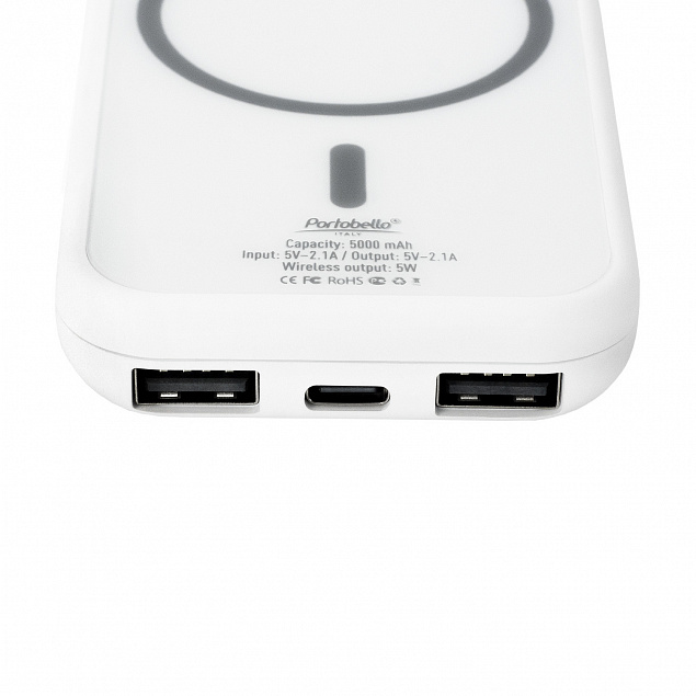 Внешний аккумулятор, Ultima Wireless Magnetic, 5000 mah, белый с логотипом в Екатеринбурге заказать по выгодной цене в кибермаркете AvroraStore