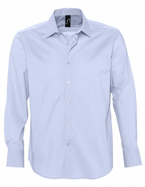 Рубашка мужская с длинным рукавом BRIGHTON, голубая с логотипом в Екатеринбурге заказать по выгодной цене в кибермаркете AvroraStore