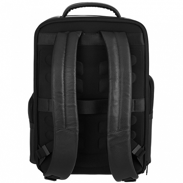 Кожаный рюкзак для ноутбука Santiago, черный с логотипом в Екатеринбурге заказать по выгодной цене в кибермаркете AvroraStore