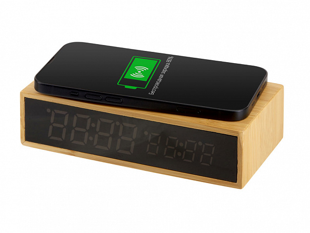 Часы настольные с беспроводной зарядкой «Index», 10 Вт с логотипом в Екатеринбурге заказать по выгодной цене в кибермаркете AvroraStore