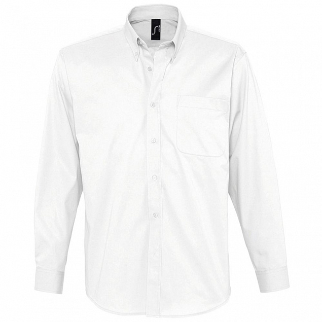 Рубашка мужская с длинным рукавом BEL AIR, белая с логотипом в Екатеринбурге заказать по выгодной цене в кибермаркете AvroraStore