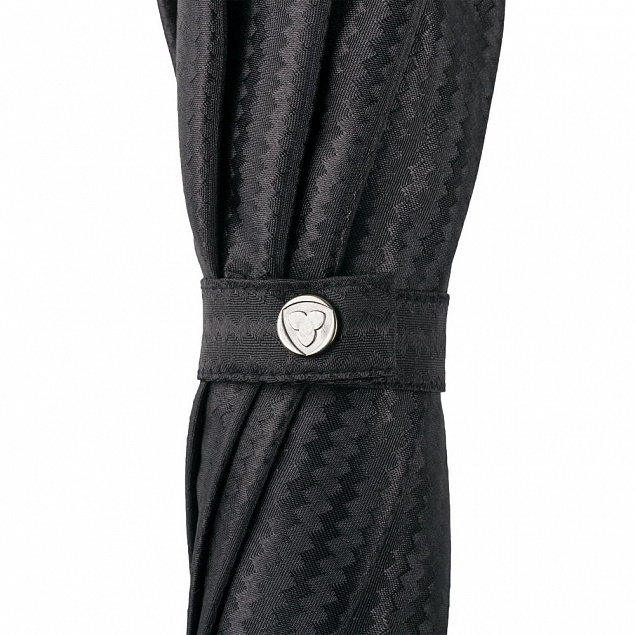 Зонт-трость с фактурной тканью Ricardo, черный с логотипом в Екатеринбурге заказать по выгодной цене в кибермаркете AvroraStore