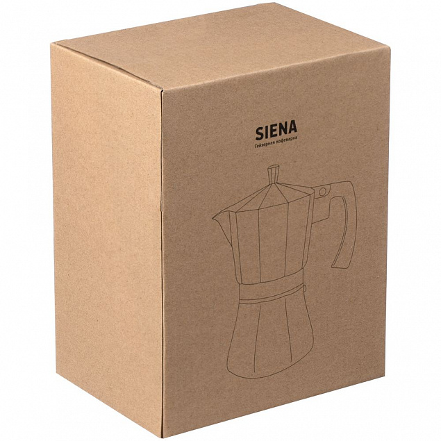 Гейзерная кофеварка Siena, черная с логотипом в Екатеринбурге заказать по выгодной цене в кибермаркете AvroraStore