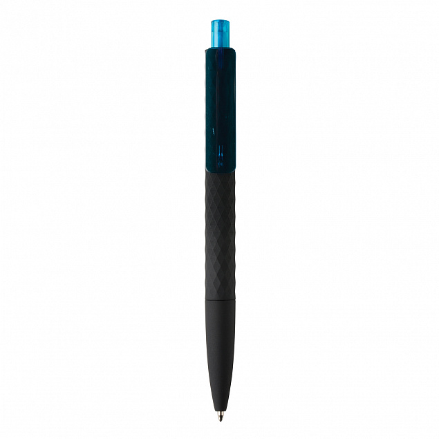 Черная ручка X3 Smooth Touch, синий с логотипом в Екатеринбурге заказать по выгодной цене в кибермаркете AvroraStore