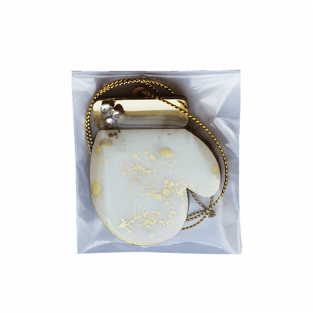 Ёлочная игрушка Варежка (белый с золотым ) с логотипом в Екатеринбурге заказать по выгодной цене в кибермаркете AvroraStore