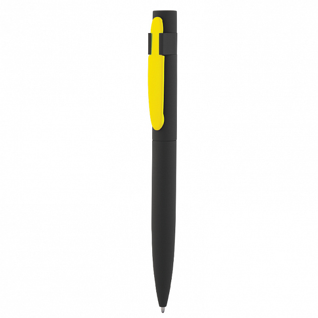 Ручка шариковая "Lip", черный/желтый, покрытие soft touch с логотипом в Екатеринбурге заказать по выгодной цене в кибермаркете AvroraStore