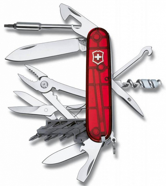 Офицерский нож CyberTool L, прозрачный красный с логотипом в Екатеринбурге заказать по выгодной цене в кибермаркете AvroraStore