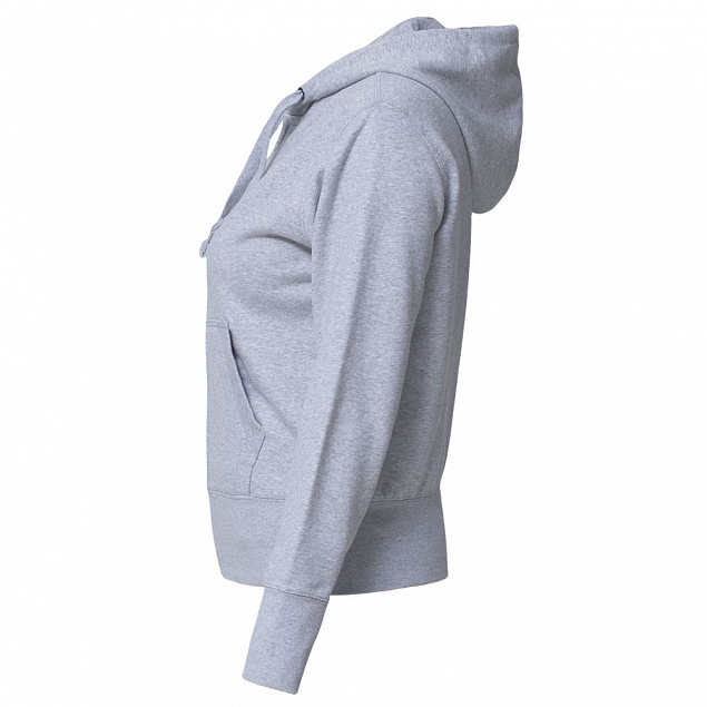 Толстовка женская Hooded Full Zip серый меланж с логотипом в Екатеринбурге заказать по выгодной цене в кибермаркете AvroraStore