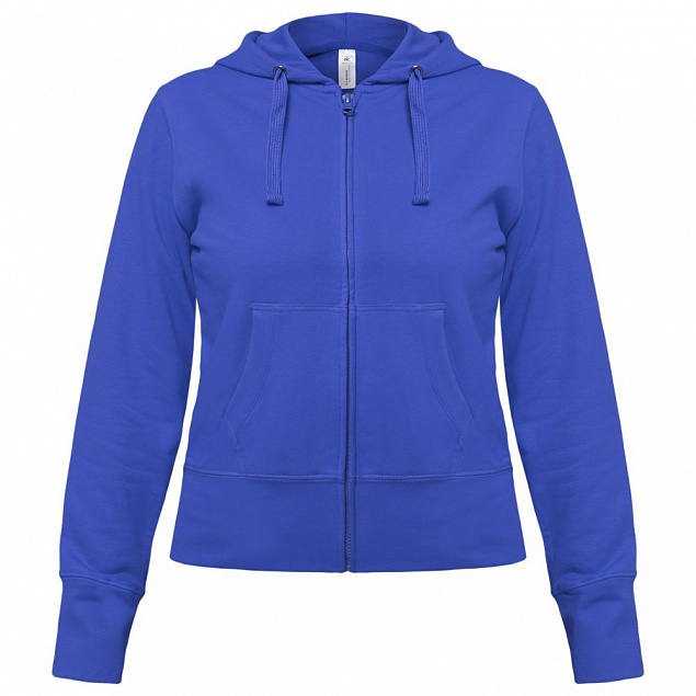 Толстовка женская Hooded Full Zip ярко-синяя с логотипом в Екатеринбурге заказать по выгодной цене в кибермаркете AvroraStore