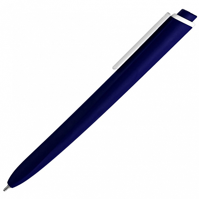 Ручка шариковая Pigra P02 Mat, темно-синяя с белым с логотипом в Екатеринбурге заказать по выгодной цене в кибермаркете AvroraStore